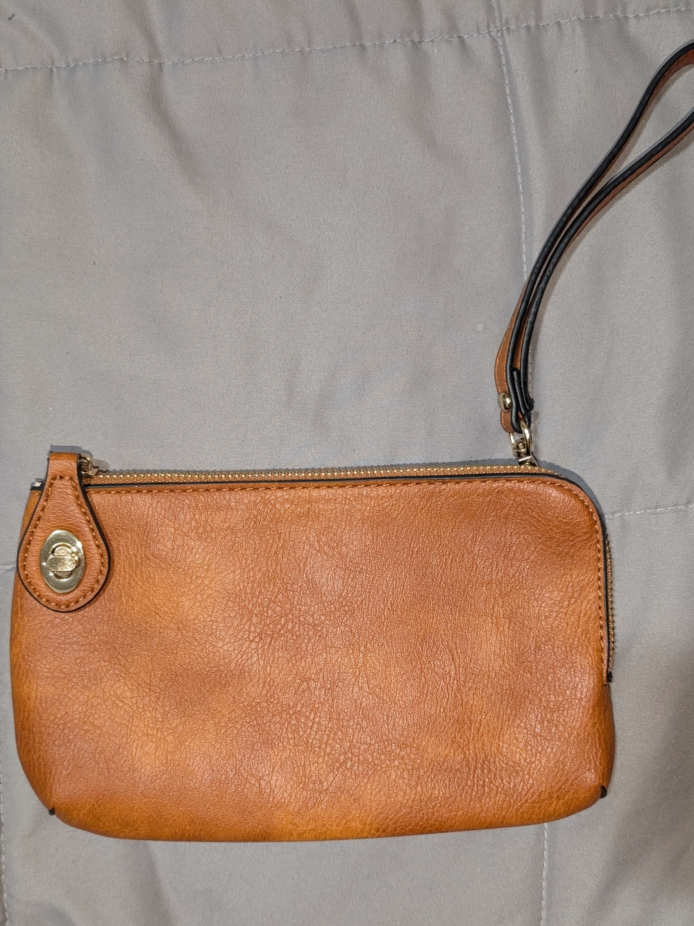 Leather Wristlet Pouch in Tan